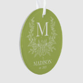 Modern Rustiek vakantie monogram Midden Groen Geel Ornament (voorkant)