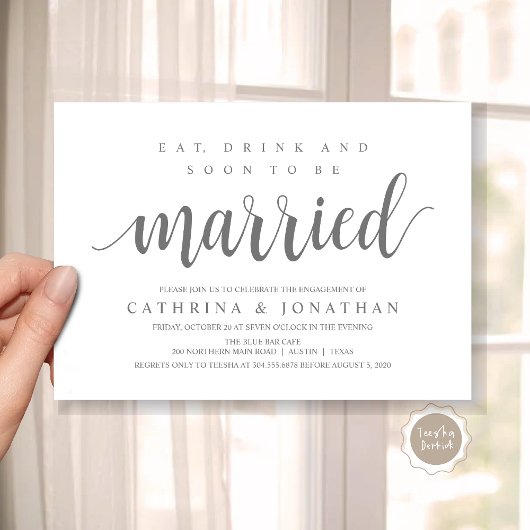 Modern rustiek, verlovingsfeest viering uitnodigin kaart