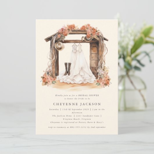 Modern rustiek Western bloemig Vrijgezellenfeest Kaart (Staand voorkant)