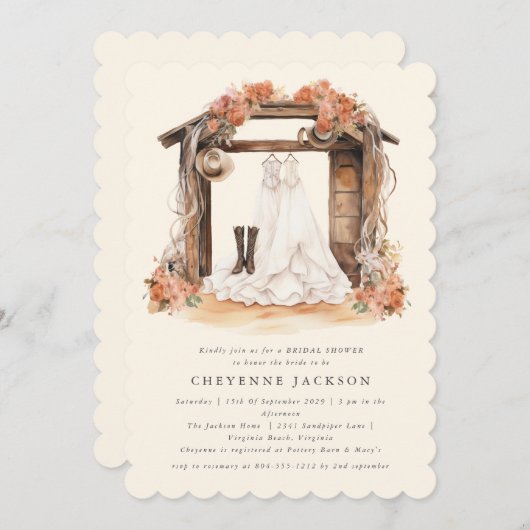 Modern rustiek Western bloemig Vrijgezellenfeest Kaart (Voorkant / Achterkant)