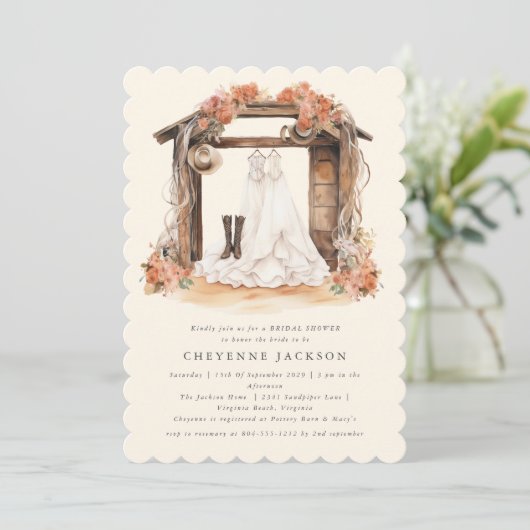 Modern rustiek Western bloemig Vrijgezellenfeest Kaart (Staand voorkant)