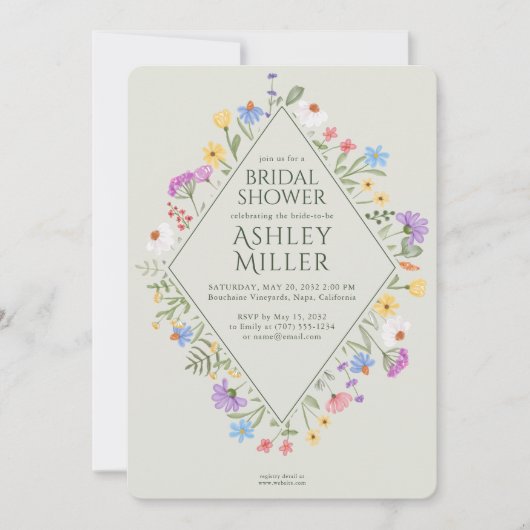 Modern rustiek Wildflower Vrijgezellenfeest Kaart (Voorkant)