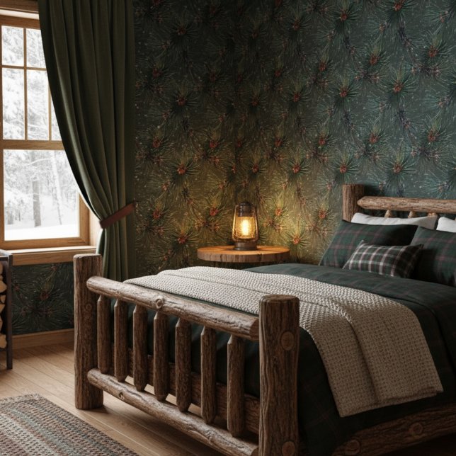 Modern rustiek winterpijnpatroon behang (Creator heeft geüpload)