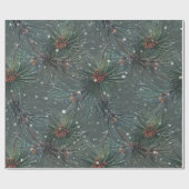 Modern rustiek winterpijnpatroon cadeaupapier (Vlak)