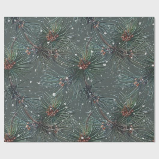 Modern rustiek winterpijnpatroon cadeaupapier (Vlak)