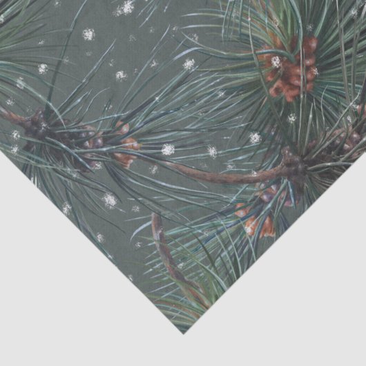 Modern rustiek winterpijnpatroon tissuepapier (Detail)