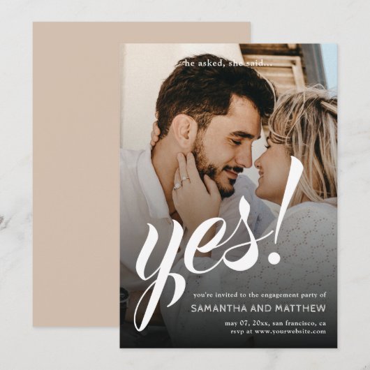 Modern rustiek zei ze ja verlovingsfeest kaart (Voorkant / Achterkant)