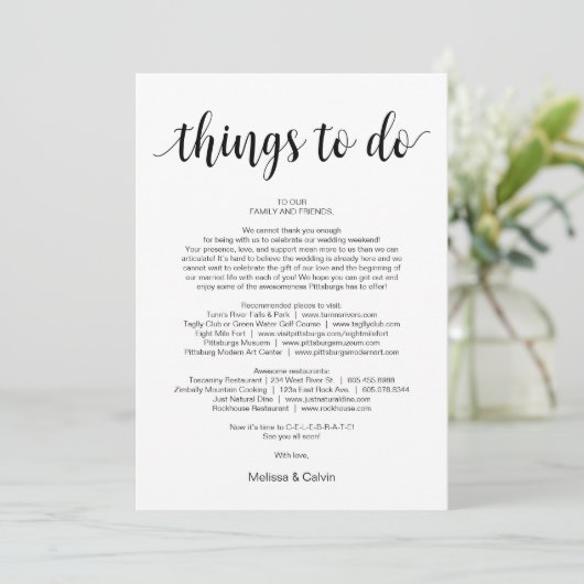 Modern Rustiek, Zwart, Dingen om te doen, Reissche Programmakaart (Staand voorkant)