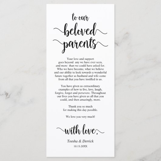 Modern rustiek, zwart, plaats instelling dank u ka programmakaart (Voorkant)