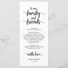 Modern rustiek, zwart, plaats instelling dank u ka programmakaart