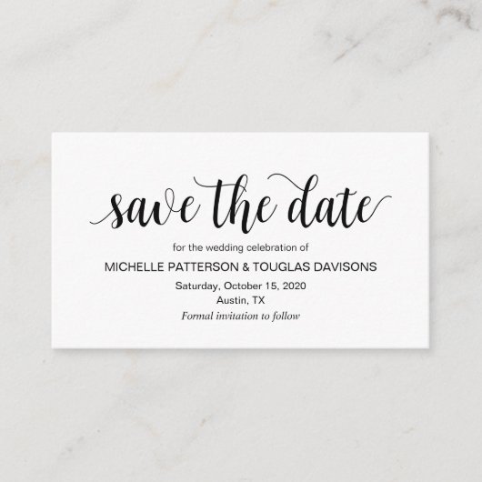 Modern Rustiek, Zwart Script, Trouwen Bewaar de da Informatiekaartje (Voorkant)