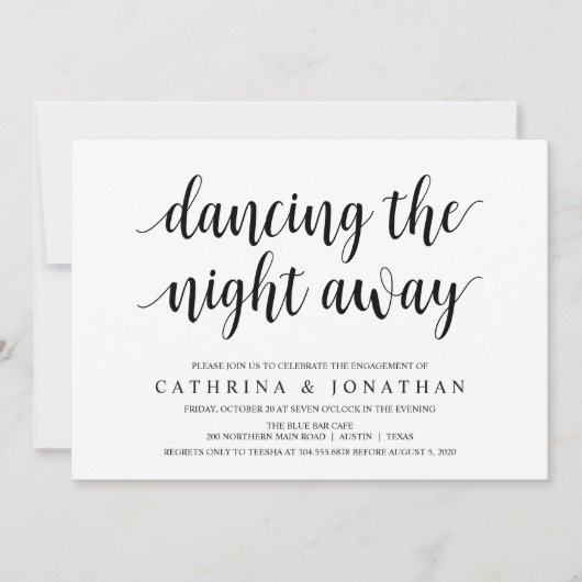 Modern rustiek, zwart script, verlovingsfeest kaart (Voorkant)