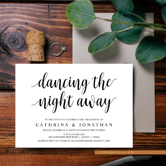 Modern rustiek, zwart script, verlovingsfeest kaart