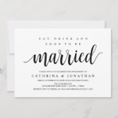 Modern rustiek, zwart script, verlovingsfeest kaart (Voorkant)