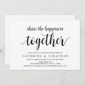 Modern rustiek, zwart script, verlovingsfeest kaart (Voorkant / Achterkant)