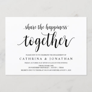 Modern rustiek, zwart script, verlovingsfeest kaart