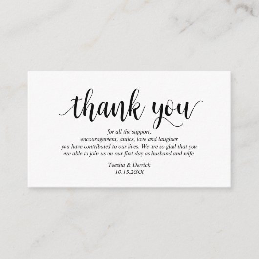 Modern Rustiek Zwart Script, Wedding Dank u Informatiekaartje (Voorkant)