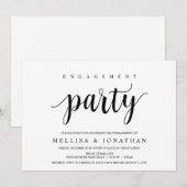 Modern rustiek, zwart, verlovingsfeest kaart (Voorkant / Achterkant)