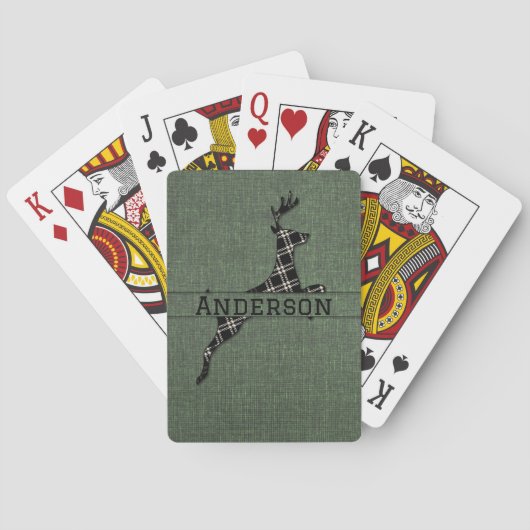 Modern rustiek zwart-wit gepleisterd hert pokerkaarten (Achterkant)