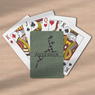 Modern rustiek zwart-wit gepleisterd hert pokerkaarten