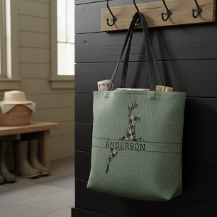 Modern rustiek zwart-wit gepleisterd hert tote bag