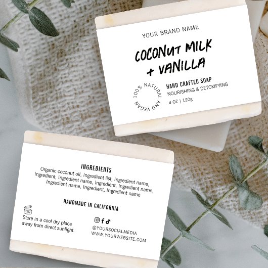 Modern Rustiek Zwart & Wit Zeep Bar Wrapper Label