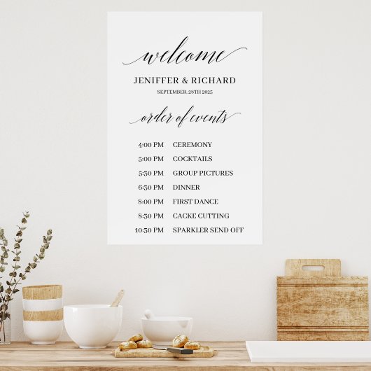 Modern rustieke huwelijksvolgorde programmaboekje poster (Keuken)