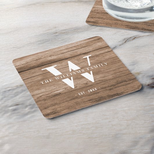 Modern Rustieke Initiaal Familienaam Oude Houten P Kartonnen Onderzetters