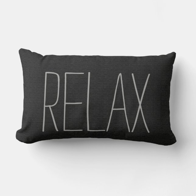 Modern rustig zwart burlap Relax script Kussen (Voorkant)