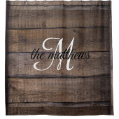 Modern Rustin Wood Monogram Oak Land Farmhouse Douchegordijn (Voorkant)