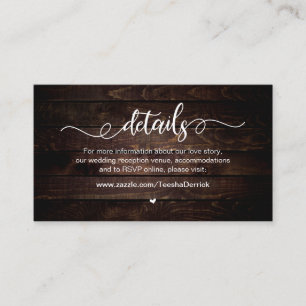 Modern Rustisch Boerderij, wit, hout, huwelijksgeg Informatiekaartje