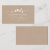 Modern Rustisch Boerderij, wit, kraft, bruiloft - Informatiekaartje (Voorkant / Achterkant)