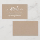 Modern Rustisch Boerderij, wit, kraft, bruiloft -  Informatiekaartje (Voorkant / Achterkant)