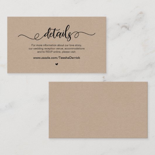 Modern Rustisch Boerderij, zwart, Kraft, huwelijks Informatiekaartje (Voorkant / Achterkant)