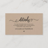 Modern Rustisch Boerderij, zwart, Kraft, huwelijks Informatiekaartje (Voorkant)