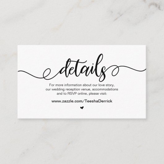 Modern Rustisch Boerderij, zwart lettertype, huwel Informatiekaartje (Voorkant)