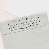 Modern Rustisch script & Leaves Return-adres Rubberstempel