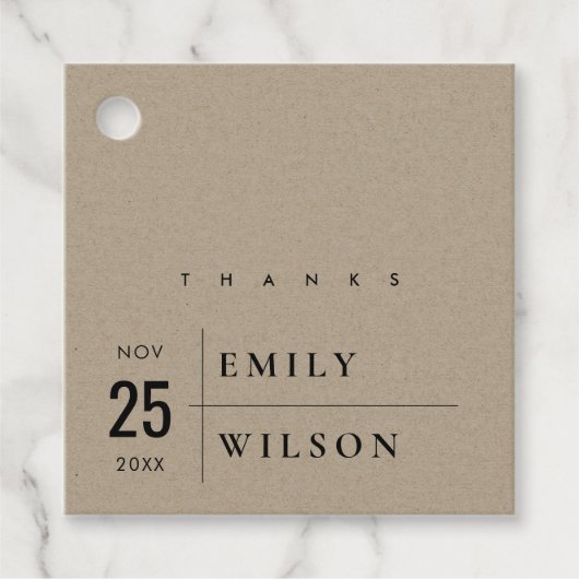 MODERN RUSTISCHE KRAFT TYPOGRAPHY WEDDING BEDANKT BEDANKJES LABELS (Voorkant)