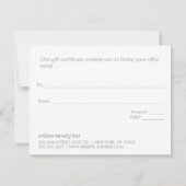 Modern Sa Beauon Salon Cadeaubon Bedankkaart (Achterkant)