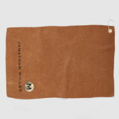 Modern Sable Brushed Gold Monogram Golfhanddoek (Horizontaal)