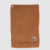 Modern Sable Brushed Gold Monogram Golfhanddoek (Voorkant)