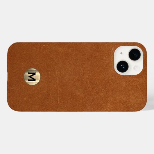 Modern Sable Leather Borhed Gold Monogram Case-Mate iPhone Case (Achterkant (horizontaal))