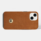 Modern Sable Leather Borhed Gold Monogram iPhone Hoesje (Achterkant horizontaal)