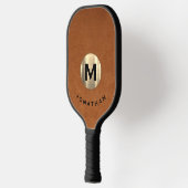 Modern Sable Leather Gold Classic Monogram Pickleball Paddle (Links)