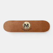 Modern Sable Leather Gold Monogram Persoonlijk Skateboard (Horizontaal)