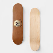 Modern Sable Leather Gold Monogram Persoonlijk Skateboard (Voorkant)