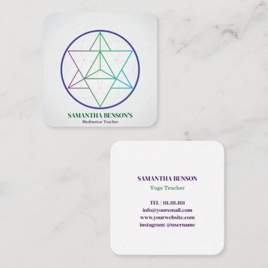 Modern Sacred Geometry Symbol Merkabah  Vierkante Visitekaartje (Voorkant / Achterkant)