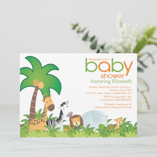 Modern Safari Animals Baby shower Uitnodiging (Staand voorkant)