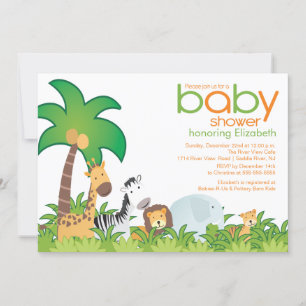 Modern Safari Animals Baby shower Uitnodiging
