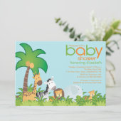 Modern Safari Animals Baby shower Uitnodiging (Staand voorkant)